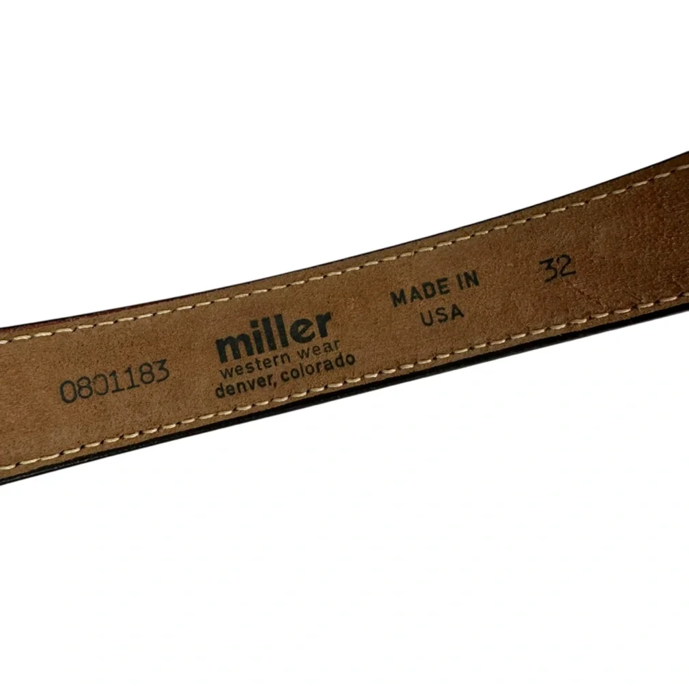 MILLER Western Wear Denver Colorado Tooled Leather Belt Silver Buckle Girl/Horse